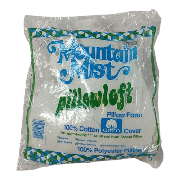 Mountain Mist Pillowloft 14" Heart Shaped Pillow Firm 100% Cotton Cover - Picture 1 of 5